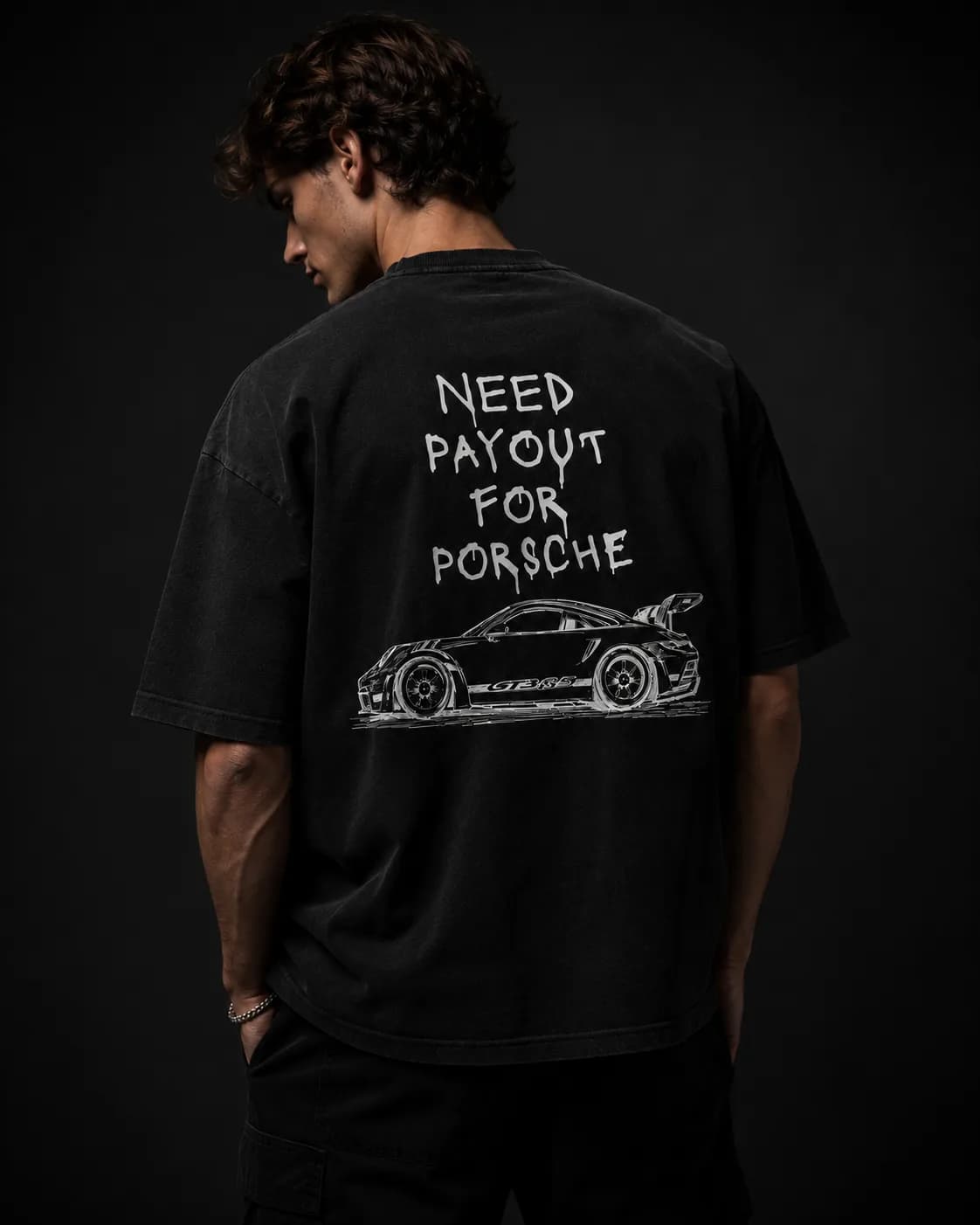 Payout for Porsche tee worn, back